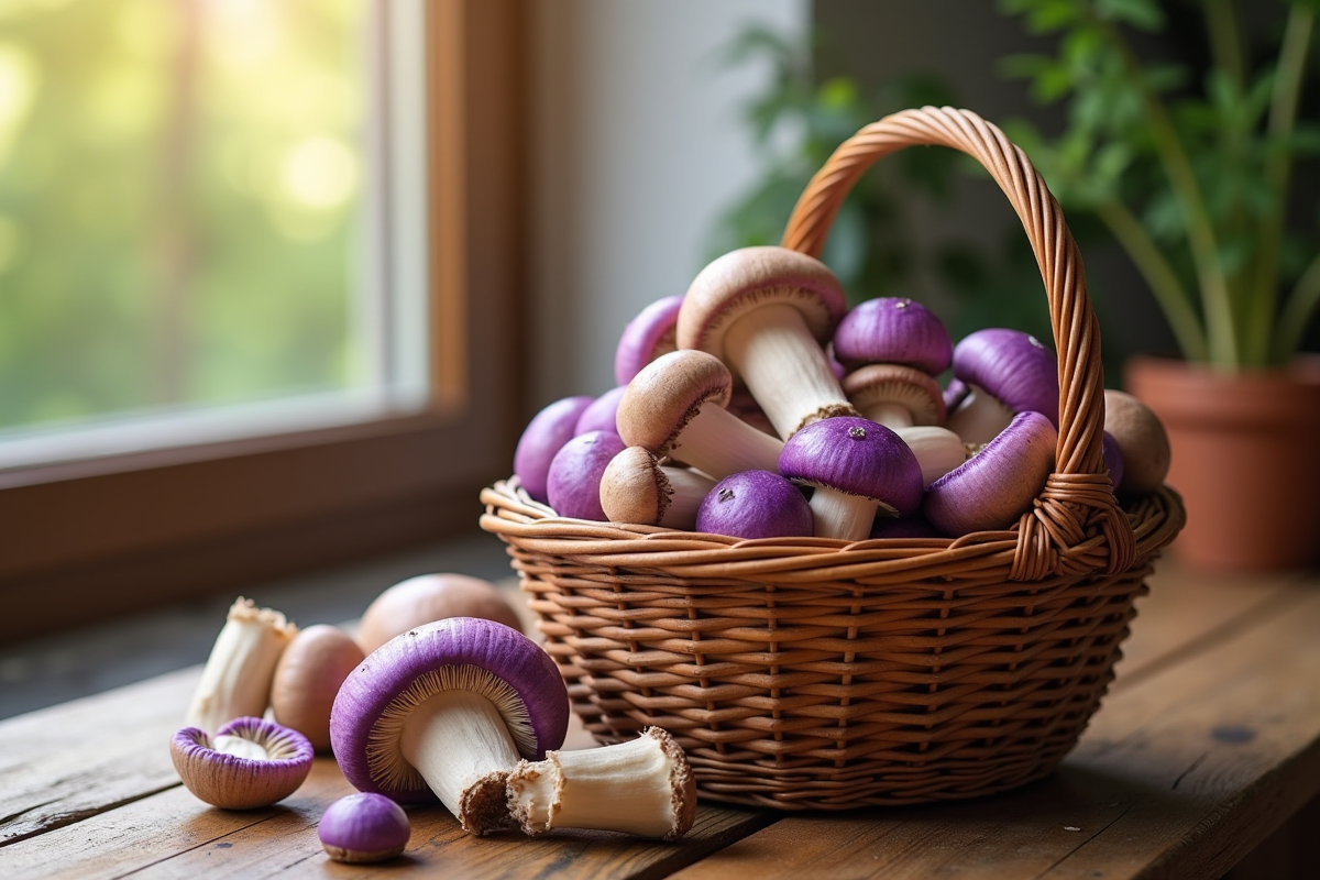 champignons violets